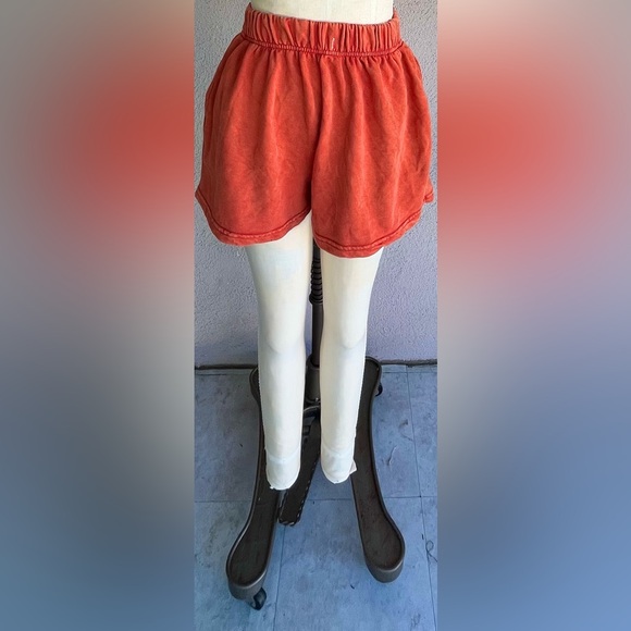 Love Vintage Pants - Vibrant Orange Elastic Waist Shorts